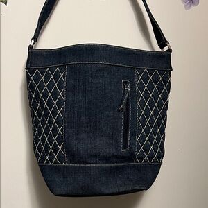 Vera Bradley Dark Blue Quilted Shoulder Tote Bag